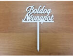  Fa - Beszúrós "Boldog Névnapot" felirat fehér 8, 6cm - papelito
