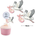  Nyomtatott dekorkarton - Gólya babával rózsaszín 2db/csomag - papelito