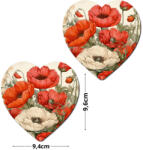  Nyomtatott fa tábla - Pipacsos szív 9, 6cm 2db/csomag - papelito