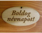  Natúr fa - "Boldog Névnapot" gravírozott ovál táblák 4x8cm 5db/csomag - papelito