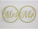  Mr&Mrs karika szett zöld 2db - esküvői és kerti parti dekorációhoz