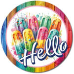  Nyomtatott fa tábla koszorú közép - Élénk fagyis 11, 8cm - papelito