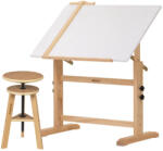  Rajz- és Festőasztal, állítható rajzszékkel - MEEDEN Natural Wood Drafting Table & Stool Set