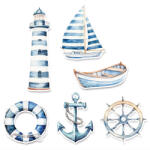  Nyomtatott dekorkarton - Tengeri csomag 6/cs 4-9cm 6714