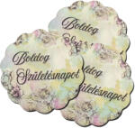  Nyomtatott fa tábla - Virágos tábla - B. születésnapot 3db/csomag