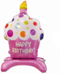 Balloons4party Balon folie briosa Happy Birthday roz Stand up 88 cm
