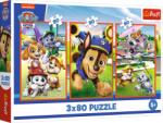Trefl - Puzzle 3x80 Paw Patrol: A dog´s gang - 40 - 99 piese
