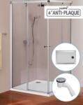 HÜPPE Pachet cabina de dus 120x80cm Huppe Design Pure, cadita Huppe Streamline si sifon Viega Tempoplex (FD0506.092.322+250108.055+364786)