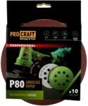 PRO-CRAFT Disc abraziv pentru slefuitor cu excentric KD180.80 PROCRAFT (Set 10 buc) Diametru: 180 mm Granulatie: P80 (16064)