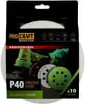 PRO-CRAFT Disc abraziv pentru slefuitor cu excentric KB180.40 PROCRAFT (Set 10 buc) Diametru: 180 mm Granulatie: P40 (16048)