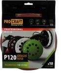 PRO-CRAFT Disc abraziv pentru slefuitor cu excentric KD225.120 PROCRAFT (Set 10 buc)Diametru: 225 mm Granulatie: P120 (16066)