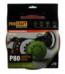 PRO-CRAFT Disc abraziv pentru slefuitor cu excentric KD225.80 PROCRAFT (Set 10 buc) Diametru: 225 mm Granulatie: P80 (16072)