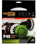 PRO-CRAFT Disc abraziv pentru slefuitor cu excentric KB225.40 PROCRAFT (Set 10 buc) Diametru: 225 mm Granulatie: P40 (16056)