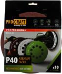 PRO-CRAFT Disc abraziv pentru slefuitor cu excentric KD225.40 PROCRAFT (Set 10 buc)Diametru: 225 mm , Granulatie: P40 (16070)