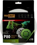 PRO-CRAFT Disc abraziv pentru slefuitor cu excentric KB180.80 PROCRAFT (Set 10 buc) Diametru: 180 mm, Granulatie: P80 (16050)