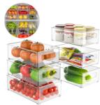 köken Set Cutii de depozitare cu capac Koken, pentru frigider, birou, bucatarie, pot fi si suprapuse, transparente si usor de curatat, 29 x 20, 5 x 15 cm - koken - 299,00 RON