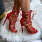 FF Lux Shoes Scarlet Rebel - szegecses, pántos magas sarkú szandál Méret: 36