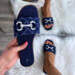 FF Lux Shoes Urban Charm - strasszos, farmerhatású papucs Méret: 37