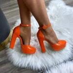 FF Lux Shoes Color Pop - fényes, platformos magassarkú Szín: narancs, Méret: 38