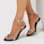 FF Lux Shoes Glass Belle - köves, átlátszó magassarkú szandál Méret: 41