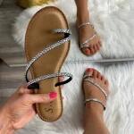 FF Lux Shoes Linéa Charm - strasszos, spirálpántos papucs Szín: fekete, Méret: 36