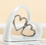  „Egymás szívében - Duplaszíves porcelán szobor - 18 cm