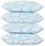 Freeteks Home Set 4 Perne Puf Gasca 70x70 cm , Umplutura Naturala | Husa Bumbac 100% | Confort Premium pentru Somn Odihnitor - Albastru cu Trandafiri Argintii