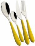 Casa Bugatti 24 részes evőeszközkészlet Casa Bugatti, Gioia, 6 személyes, modern, elegáns design, rozsdamentes acél, bemutató doboz, fényes felület, sárga (GG6U-023F50)