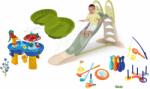 Smoby Set tobogan cu dublu val și nisipar scoică Toboggan XL Life Smoby lungimea suprafeței de alunecare și măsuță de apă cu jocuri sportive (SM820304-26)