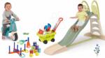 Smoby Set tobogan cu dublu val și babytaxiu Toboggan XL Life Smoby lungimea suprafeței de alunecare 230 cm cu apă și cărucior de grădină cu jocuri sportive (SM820304-20B)