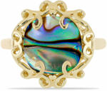  Arannyal Bevont Ezüst Gyűrű Fekete Gyöngyházzal, Y57559/57