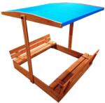  Fenyőfa homokozó tetővel és lehajtható padokkal, zárható 120×120 cm