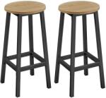  2 db 65 cm magas, lábtartós, acél vázas kerek bárszék szett