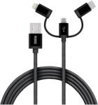 YENKEE YCU 400 USB-A apa - Micro USB/USB-C/Lightning apa 2.0 Adat és töltőkábel - Fekete (1m) (YCU 400 BK 3V1) (YCU 400 BK 3V1)