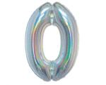  Ezüst Holographic 0-ás szám fólia lufi 76 cm (MLG144703) - sandori