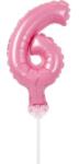  Rózsaszín 6-os Pink szám fólia lufi tortára 13 cm (MLG113624) - sandori