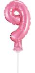  Rózsaszín 9-es Pink szám fólia lufi tortára 13 cm (MLG113686)