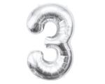  Ezüst Silver 3-as szám fólia lufi 85 cm (MLG109450)