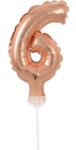  Rose Gold 6-os szám fólia lufi tortára 13 cm (MLG114379) - sandori