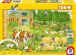 Schmidt Spiele Puzzle játék 100 darabos Állatcsaládok a farmon (56528)