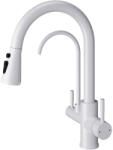 Welland Clearwater 3 utas / vízszűrős mosogató csaptelep - kihúzható zuhanyfej (fehér)