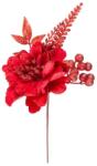MagicHome Vianoce Ág MagicHome Karácsony, bazsarózsa virággal, piros, 28 cm