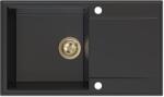 SINK Quality Quality Sink55 gránit mosogató, 780x460x215 mm + arany szifon, fekete, SKQ-SINK. C. 1KDOL. XG (SKQ-SINK.C.1KDOL.XG)