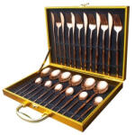 Yusanhao 24 részes rose gold színű rozsdamenetes evőeszköz készlet