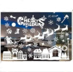  Ablak matrica, vágtató rénszarvas szán a havas tájon, fehér, pvc