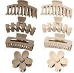  8 db műanyag karmos hajcsat világos-és sötét kávé színű, véletlenszerű fazonú , 9-11 x 6-7 cm