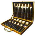 Yusanhao 24 részes arany színű rozsdamentes acél evőeszköZ készlet