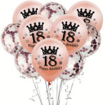  10 részes szülinapi léggömb szett, 18 éves, rose gold árnyalatok, kb 30 cm/ db
