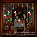  Ablak matrica, színes logó zoknik és karácsonyfa díszek, többszínű, pvc