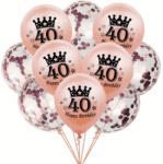  10 részes szülinapi léggömb szett, 40 éves , rose gold árnyalatok, kb 30 cm / db